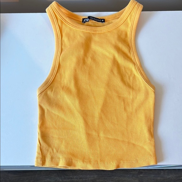 Zara Tops - Zara Basic Ribbed Fitted Tank Orange